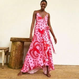 FARM Rio Pink and Red Patterned Maxi Dress